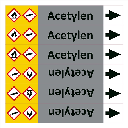 Značení potrubí ISO 20560, acetylen